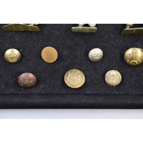 206 - Collection of 9 Starlux Model Soldiers and a Selection of Military Buttons