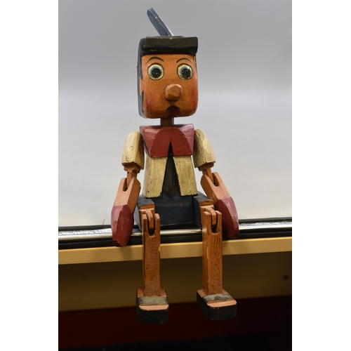 327 - Vintage Articulated Wooden Pinocchio Figure (17