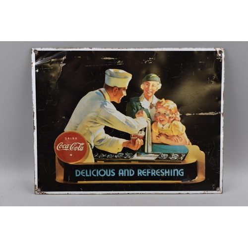 337 - Vintage 1960's Tin Plate Coca Cola Adverting Wall plaque approx 16