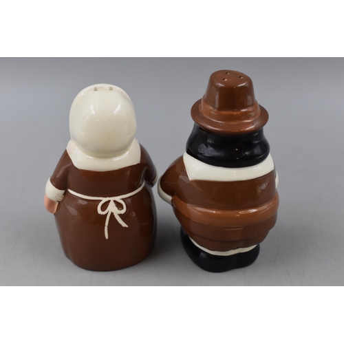 216 - Pair of Vintage Limited Edition Publix Salt and Pepper Pots in the form of Pilgrims with stoppers ap... 