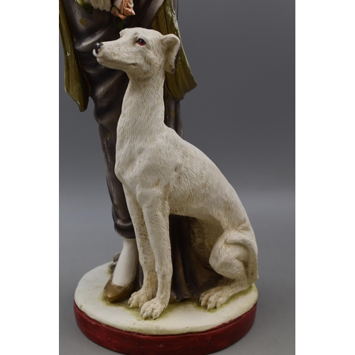 345 - LARGE Ceramic Art Nouveau Style Female Statue with Dog 26