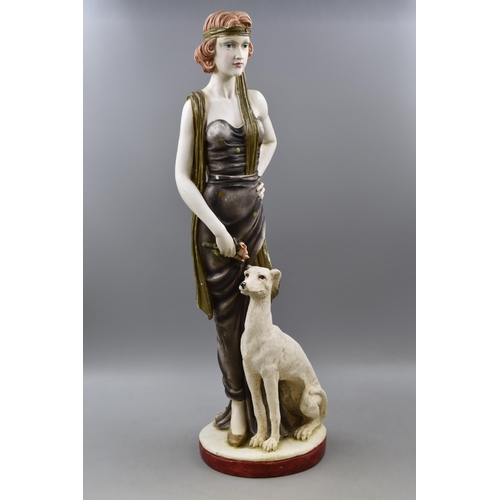 345 - LARGE Ceramic Art Nouveau Style Female Statue with Dog 26