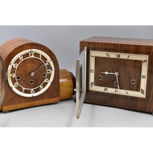 346 - Two Wood Cased Art Deco Westminster Chime Mantle Clocks including Clarion and Other (Requires Pendul... 