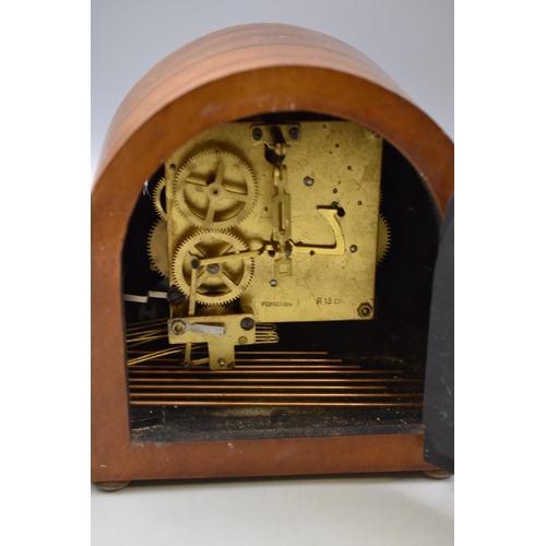 346 - Two Wood Cased Art Deco Westminster Chime Mantle Clocks including Clarion and Other (Requires Pendul... 