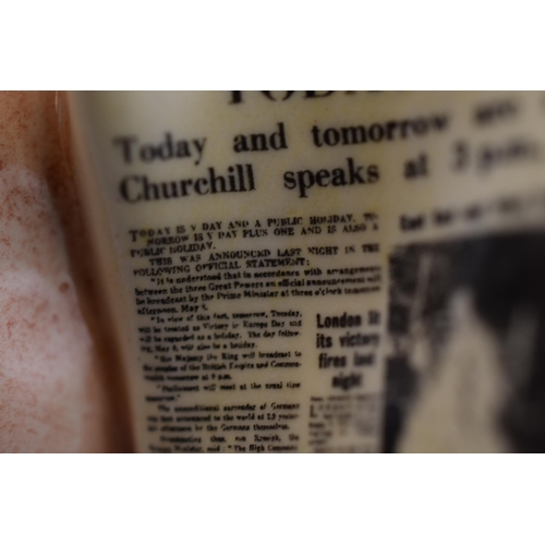 219 - Elizabeth II 1953 Coronation Smiths Clock, Royal Doulton Churchill Mug and a Spirit of Britain Churc... 