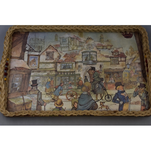 350 - Two Vintage Matching Hand made Serving Trays Depicting Dickens Scenes 18