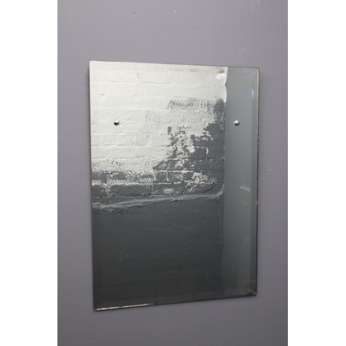 366 - Vintage Frameless Silvered Bevelled Glass Mirror. 18 x 25 Inches