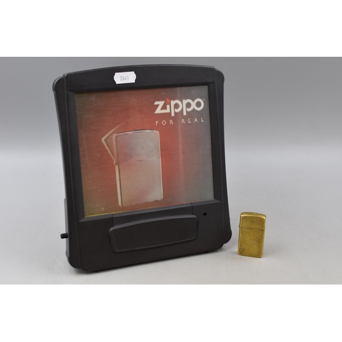 225 - A Rare Retro Zippo Battery Operated Lenticular Advertising Unit, With Solid Brass Zippo Lighter Mark... 