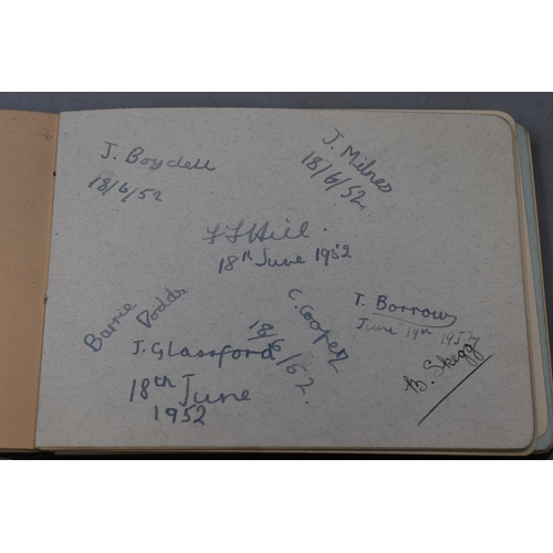 227 - An Autograph Book Containing Various 1950's Autographs. Includes Fulham, Leeds United, Plymouth Argy... 