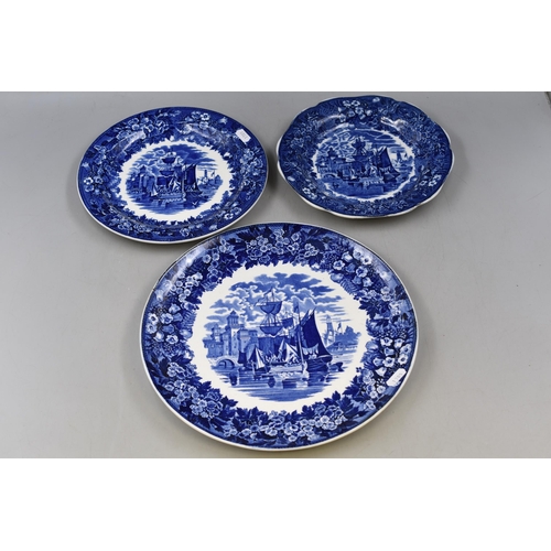 373 - Six Pieces of Wedgwood Ferrara Blue & White including Jug, Bowls and Display Plate