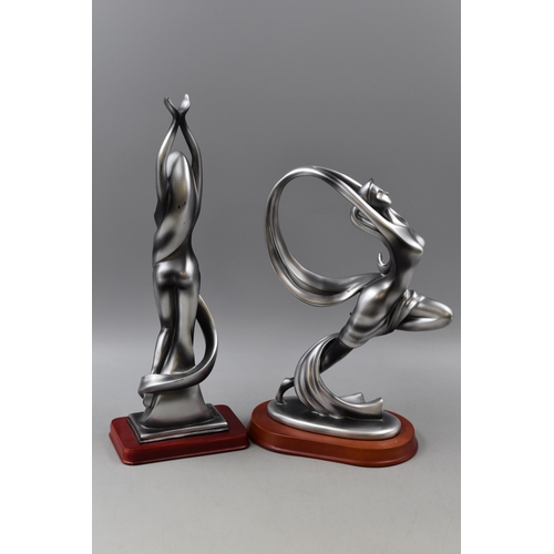 236 - Two Silvered Figures - Art Nouveau Style approx. 15