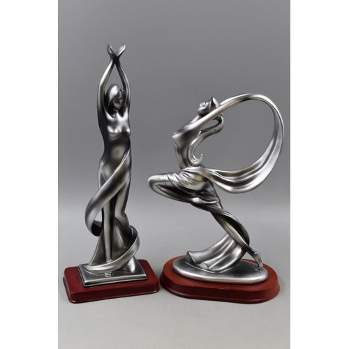 236 - Two Silvered Figures - Art Nouveau Style approx. 15