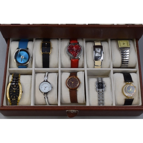 238 - Faux Leather Watch Case Containing Twenty Various Watches to include Casio, Pulsar, Citron and other... 