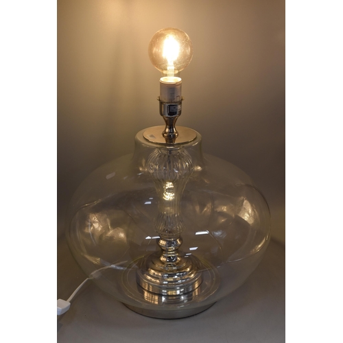 248 - A Modern Large Clear Dome Lamp, Lights Up When Tested.