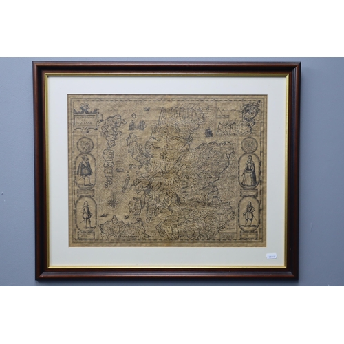 399 - Framed and Glazed Kingdom of Scotland Map approx. 54cm x 53cm