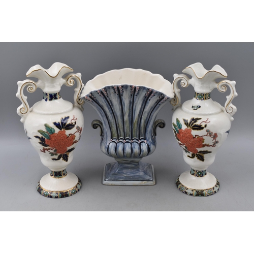 263 - Pair of Old Foley Eastern Glory Vases and a Shorter and Sons Vase