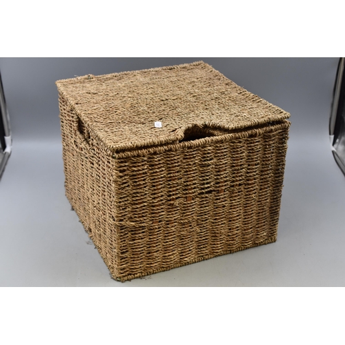 409 - Set of 3 Woven Stackable Storage Boxes With Hinged Lids