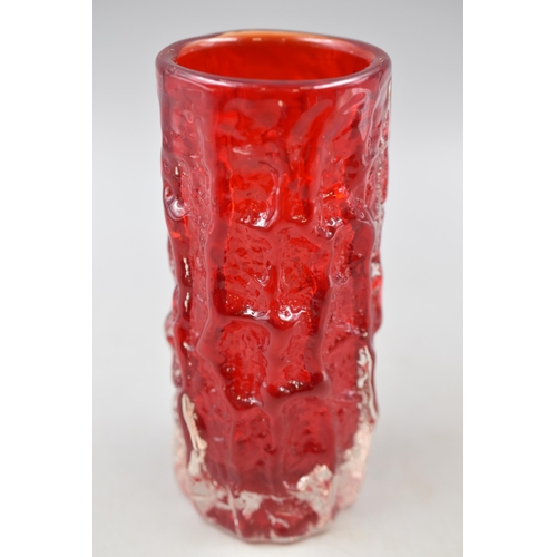 270 - Red Bark Vase - Whitefriars Style approx. 6