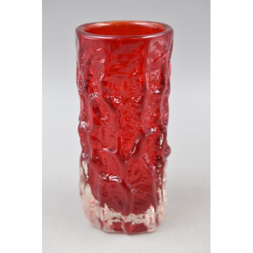 270 - Red Bark Vase - Whitefriars Style approx. 6