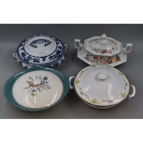 277 - Four Covered Serving Dishes including Elizabethan, Beverley Losol Ware, Wood & Sons and More