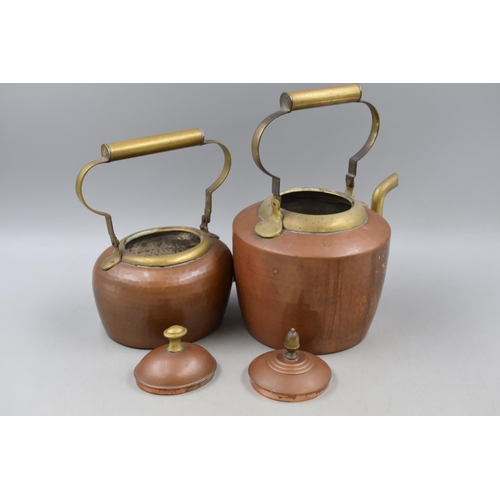 416 - Two Antique Brass and Copper Teapots (Tallest 12