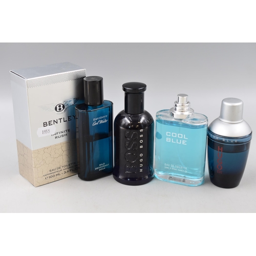 422 - A Selection of Five Gents Part Used Aftershaves. Includes Hugo Boss (Boss and Dark Blue), Bentley In... 