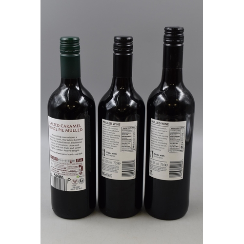 294 - Three Sealed Bottles of Mulled Wine. Includes Salted Caramel Mince Pie and Others. All 75CL.