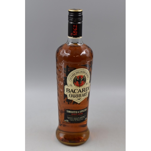 296 - A Bottle of Bacardi 'Oakheart' Spiced Rum, 100CL. Opened But Appears Full.