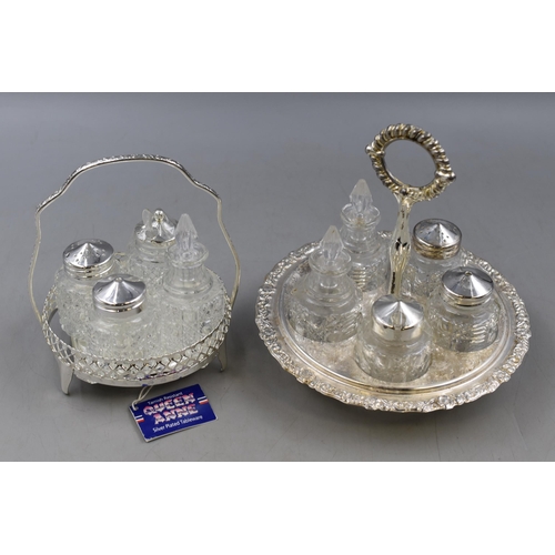 309 - Two Queen Anne Silver Plated Cruet Sets including Rotating