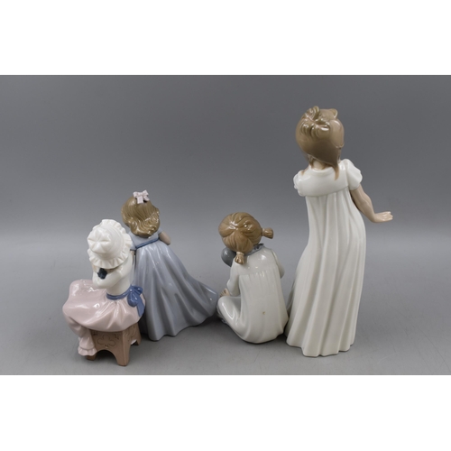 312 - Selection of 4 Nao Porcelain Figurines (Two with Dogs a/f) Tallest 12