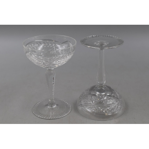 318 - Heavy Crystal Decanter, Set of 4 Glasses and a Posy Vase