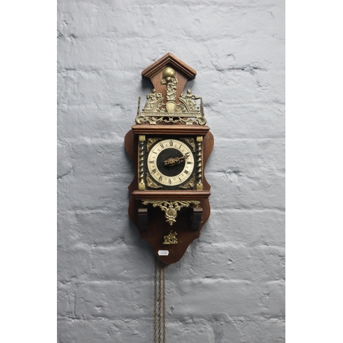 459 - Three Wall Clocks including Black Forrest and Holly all Complete with Pendulums