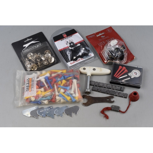 577 - Selection of Golfing accessories including Spikes, Tees, and Tool