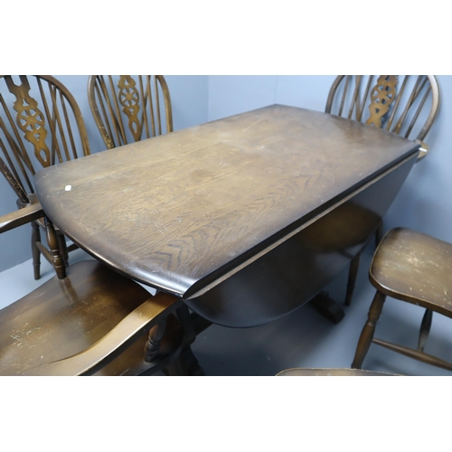 472 - Old Charm Style Table With 6 Wheelback Chairs ( Incl 2 Carvers)