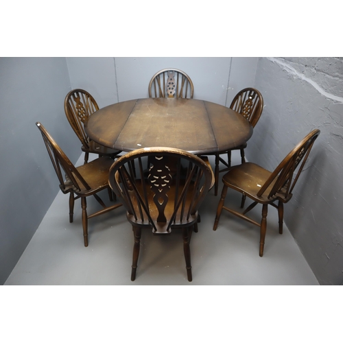 472 - Old Charm Style Table With 6 Wheelback Chairs ( Incl 2 Carvers)