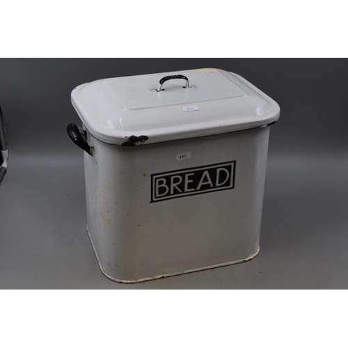 475 - Old Original Enamelled Bread Bin With Lid . Not a Repro !