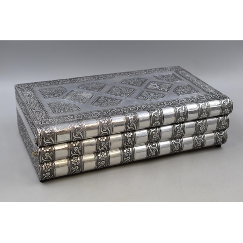 483 - Beautiful Silver Foil Coated Jewellery Box with Cantilever Compartment on the inside decorated with ... 