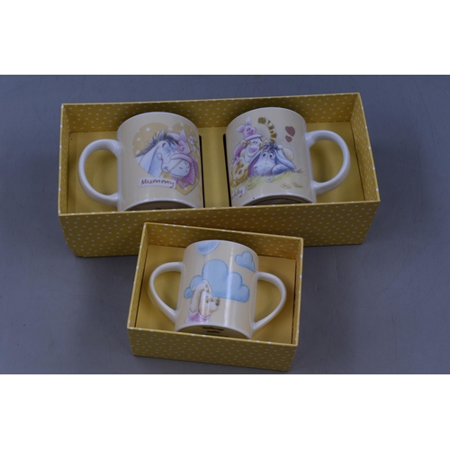 486 - Boxed Disney Ceramic Cup Set Depicting Winnie the Pooh and Friends, One Twin Box containing Mummy &a... 