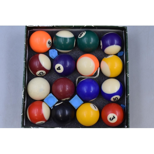 491 - Boxed Set of Pool Balls and Two Chalk