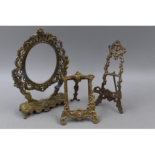 492 - Four Ornate Brass Picture Frames (largest 16