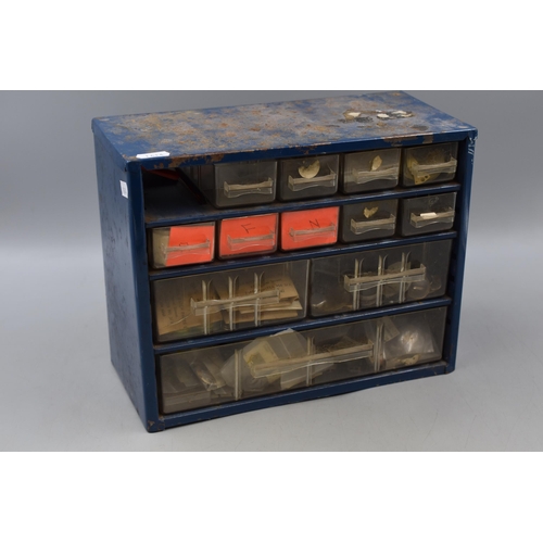 496 - Metal Cased Storage Cabinet containing a Large Selection of Watch Spares