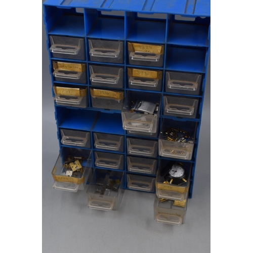 498 - Selection of Watch Spares including Drawer Set with Contents, Watch Hands, Balance Wheels and More