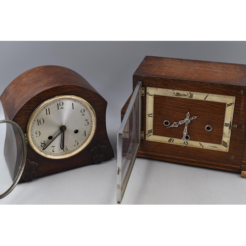 499 - Selection of 3 Wood Cased Mantle Clocks including 2 Westminster Chime (No Pendulums)