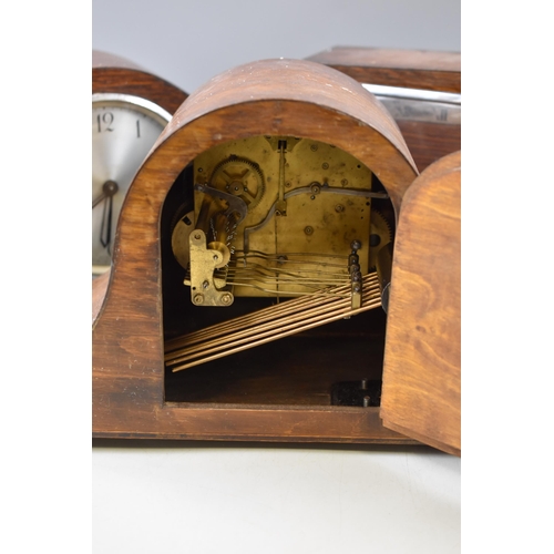 499 - Selection of 3 Wood Cased Mantle Clocks including 2 Westminster Chime (No Pendulums)