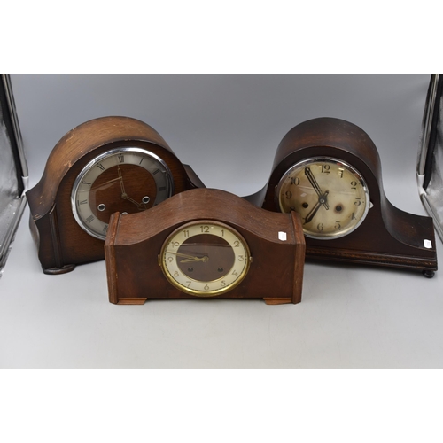 501 - Smiths Westminster Chime Mantle Clock complete with Pendulum and two Wood Cased mantle Clocks