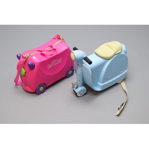 618 - A Child's Pink Trunki Suitcase, With a Skoot Blue Vespa Suitcase.