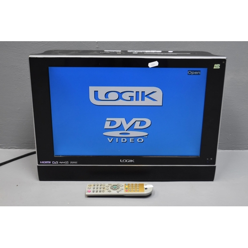 624 - Logik Digital Small TV / DVD Combi . Works At Testing With Remote Controller