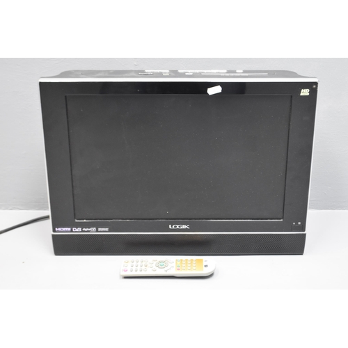 624 - Logik Digital Small TV / DVD Combi . Works At Testing With Remote Controller