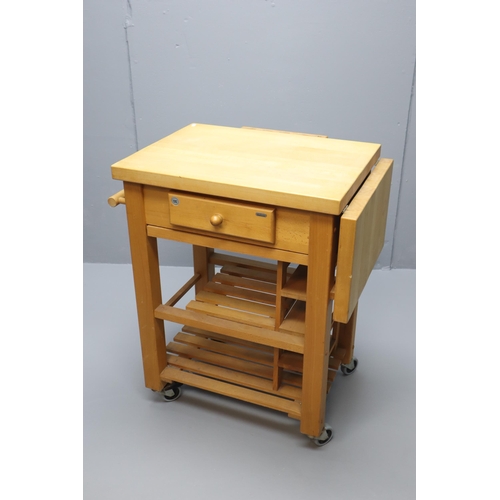 636 - T&G Woodware Butler Solid Pine Chopping Block Table with Drawer Storage Under Shelf Storage and ... 