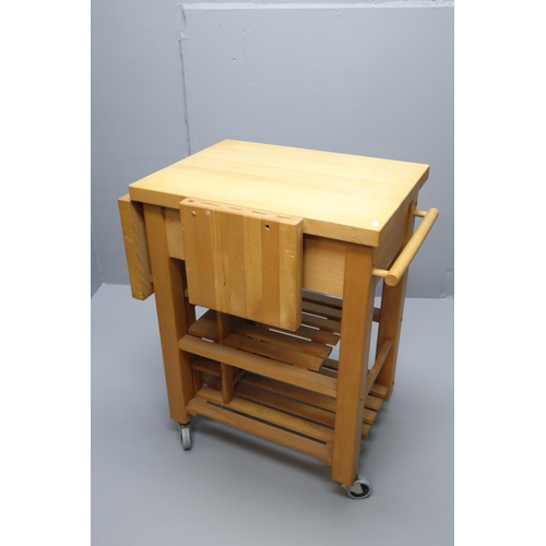 636 - T&G Woodware Butler Solid Pine Chopping Block Table with Drawer Storage Under Shelf Storage and ... 